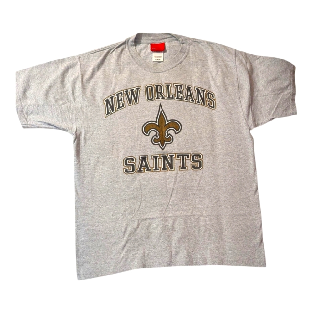 Vintage New Orleans Saints T-Shirt Reebok Gray Fleur de Lis NFL M 2000s Y2K